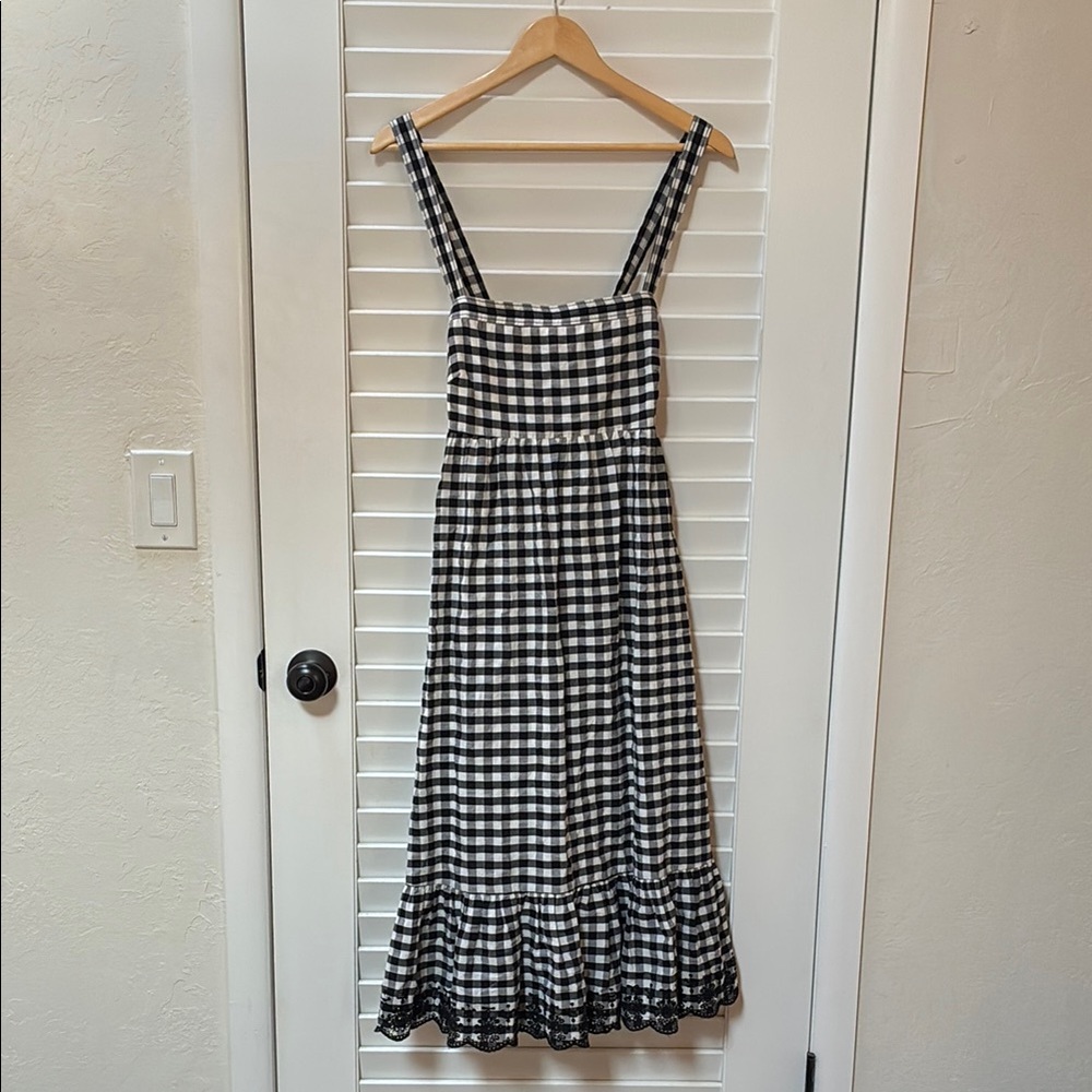 J. Crew Black and White Sleeveless Midi Sundress